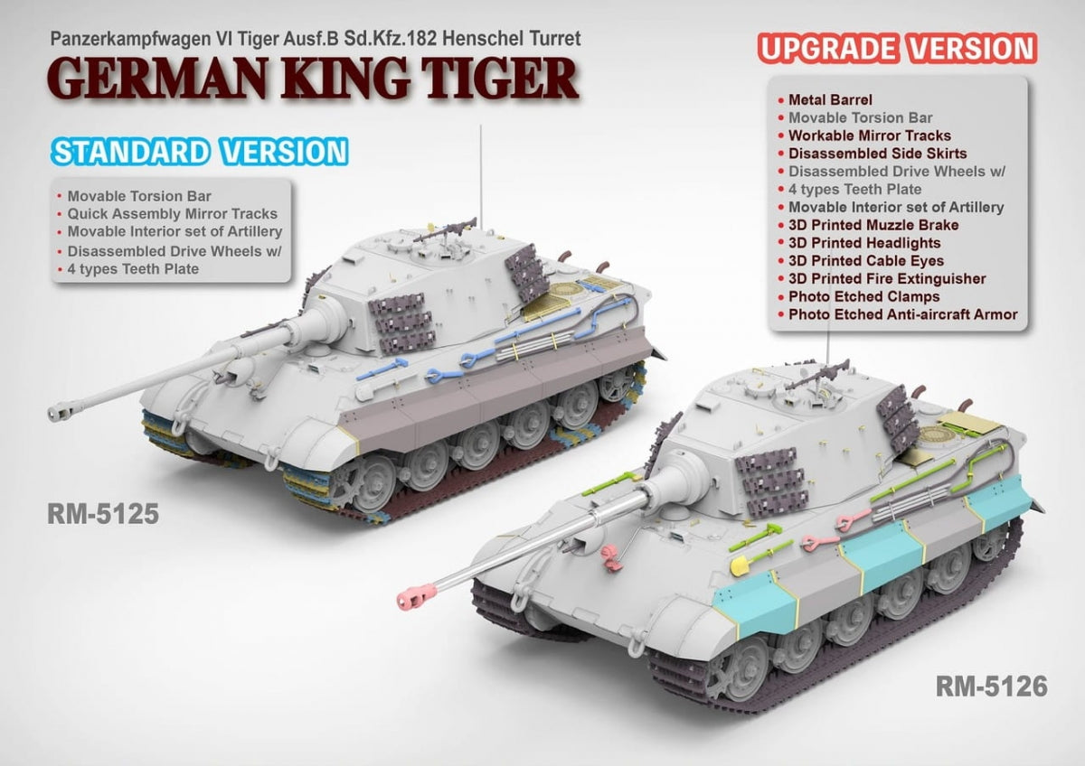 Rye Field modèle 5125 German King Tiger Ausf.B Sd.Kfz.182 Tourelle Henschel 1/35 – image 3