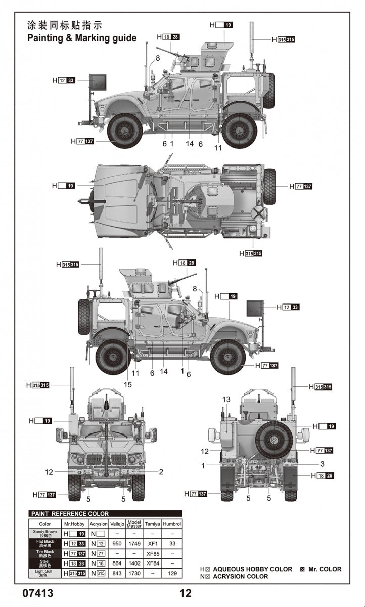 Trumpeter 07413 US M1240 M-ATV MRAP 1/72 – imagen 5