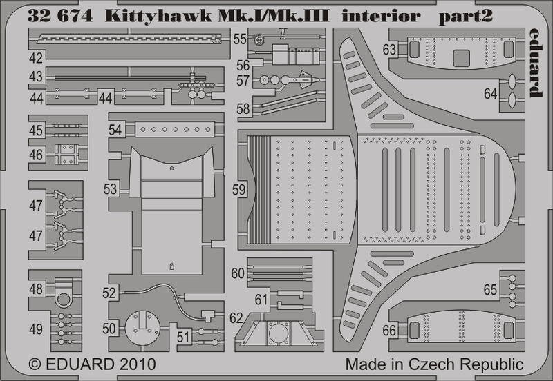Eduard 32674 Kittyhawk Mk. I/Mk. III interior S. A. 1/32 Hasegawa – immagine 2