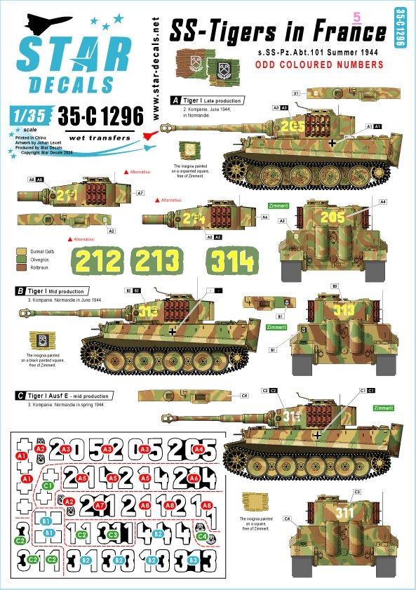 Star Decals 35-C1296 SS-Tigers en France #5 1/35