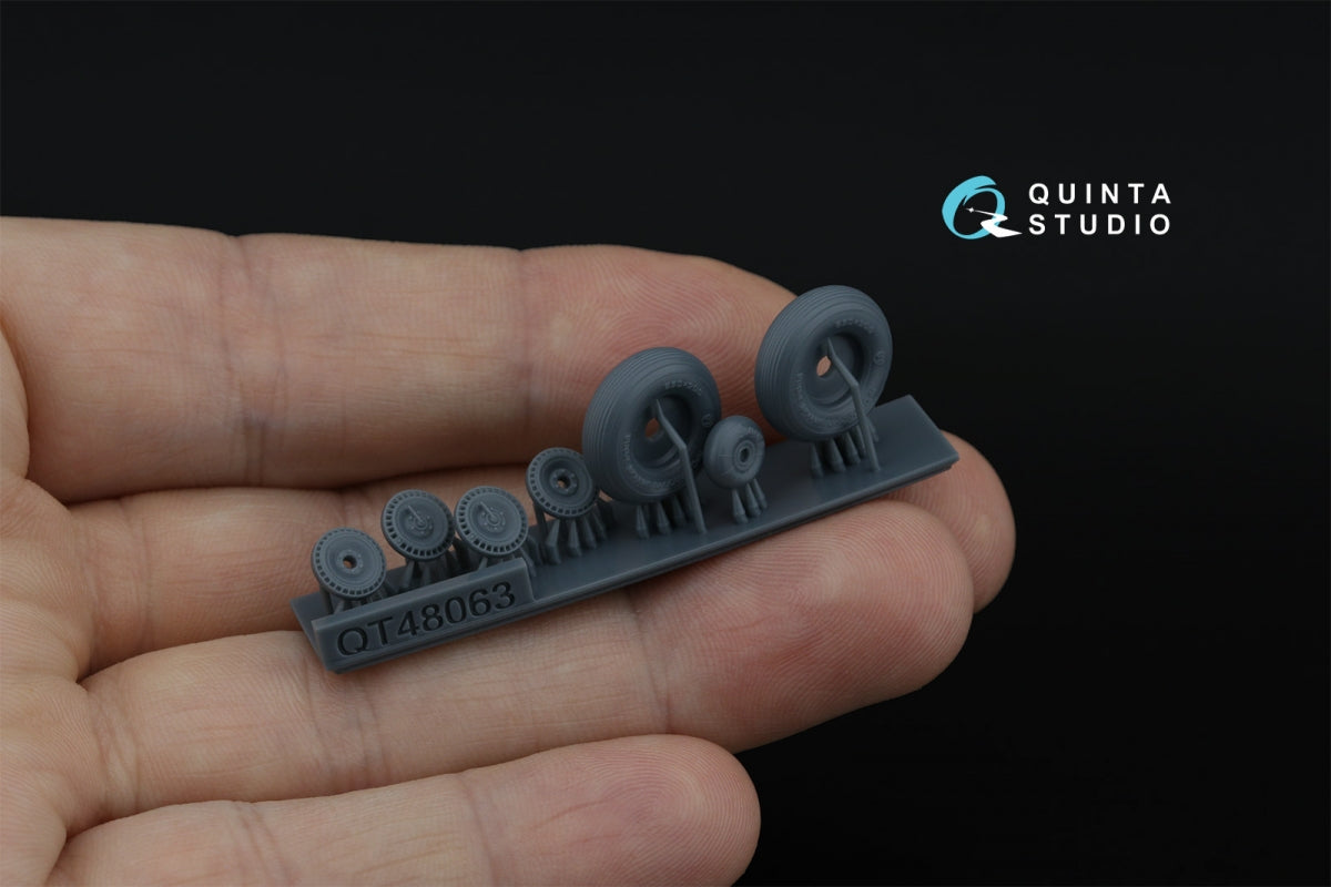 Quinta Studio QT48063 LaGG-3, MiG-3, La-5/La-7/La-9, Yak-7/Yak-9, I-185/250 Wheels (longitudinal tread) (all kits) 1/48 – immagine 3