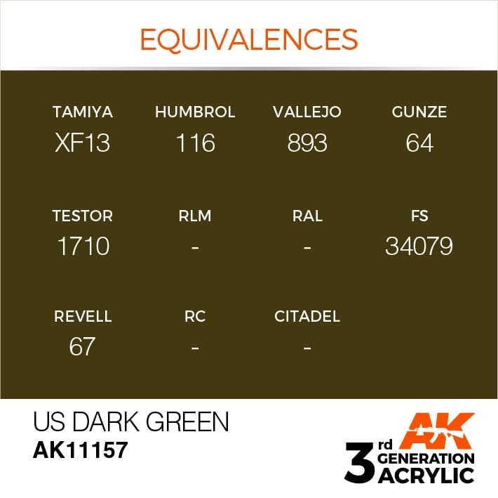 AK Interactive AK11157 US DARK GREEN – STANDARD 17ml – zdjęcie 3