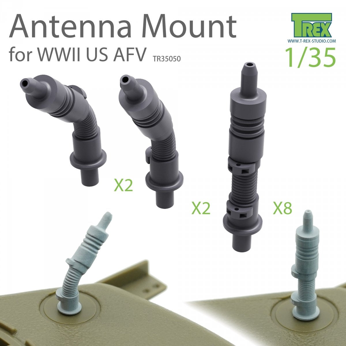 Kit de montage d'antenne T-Rex Studio TR35050 pour véhicules blindés américains de la Seconde Guerre mondiale à l'échelle 1/35