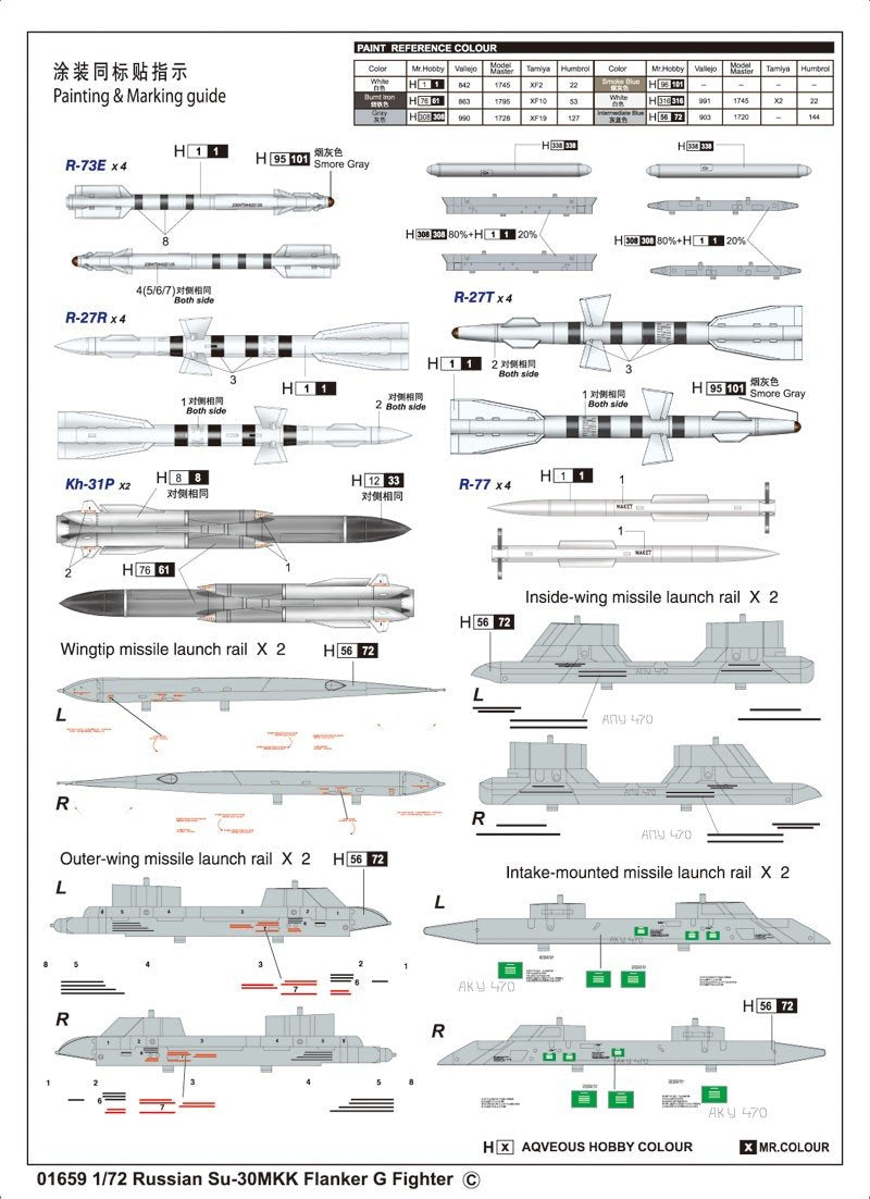 Trumpeter 01659 Russian Su-30MKK Flanker G 1/72 – immagine 17