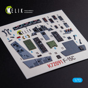KELIK K72091 F-15C - décalcomanies 3D intérieures pour kit FineMolds au 1/72