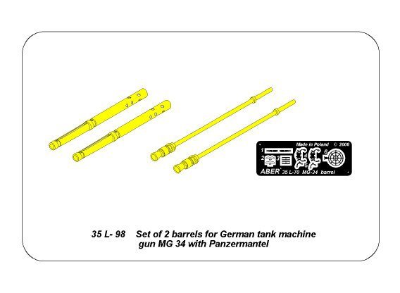 Aber 35L-098 Set of 2 barrels for German tank machine gun MG 34 with Panzermantel 1/35 – zdjęcie 8