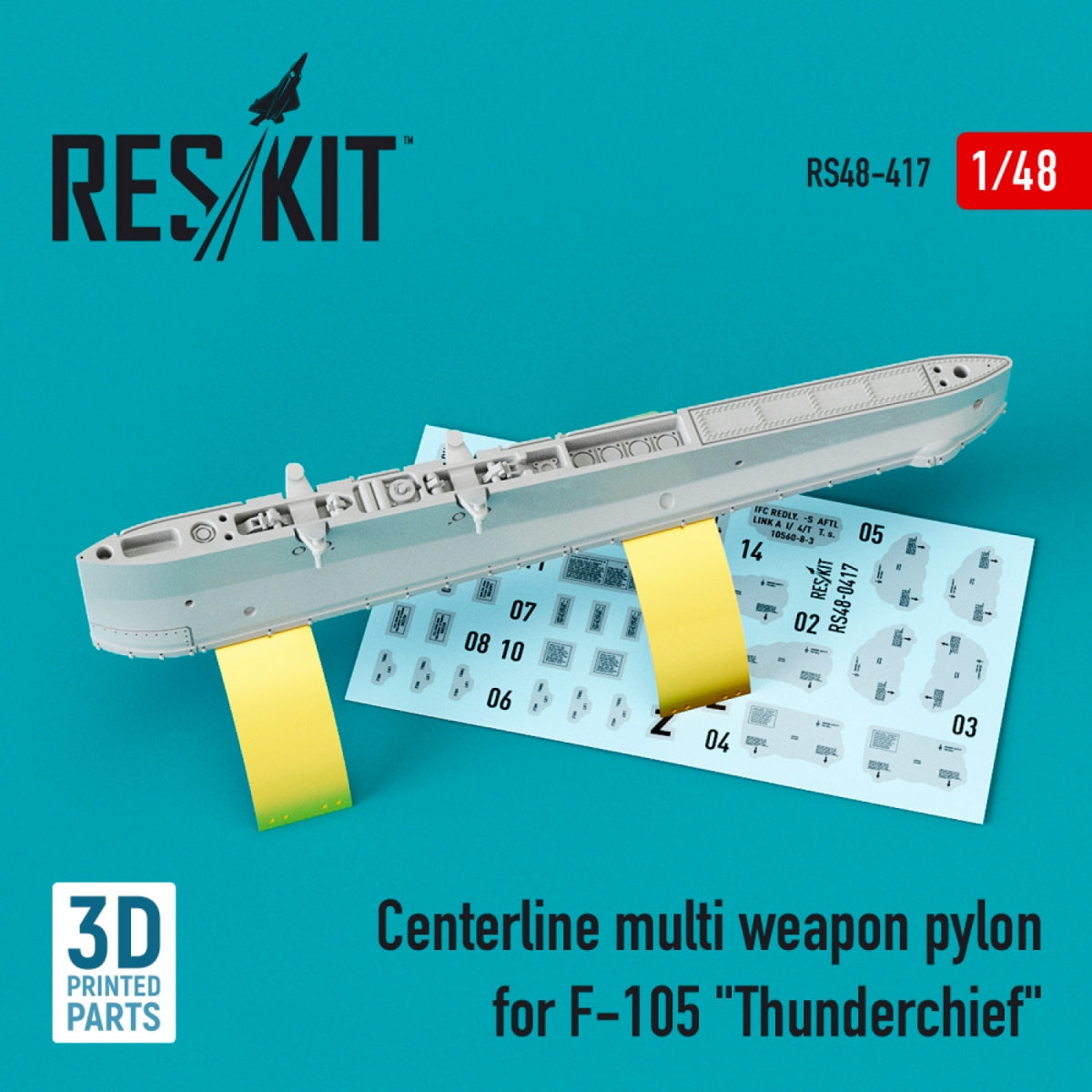 RESKIT RS48-0417 Pylône d'armement multiple central pour F-105 « THUNDERCHIEF » (imprimé en 3D) 1/48