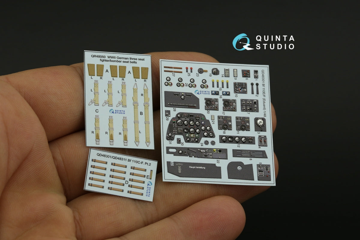 Quinta Studio QD48301 Bf 110E/F 3D-Printed &amp;amp; coloured Interior on decal paper (Eduard) 1/48 – immagine 11