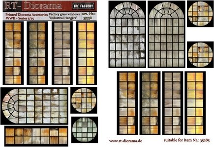 Accessoires imprimés RT-Diorama 35758 : Vitrines d’usine « Hangars industriels » 1/35
