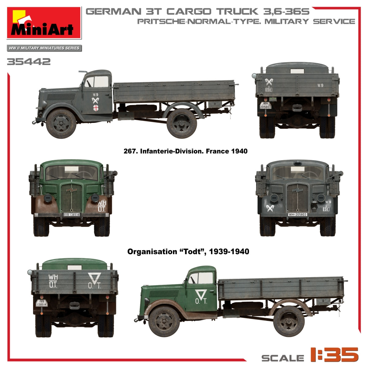 Miniart 35442 GERMAN 3T CARGO TRUCK 3,6-36S. PRITSCHE-NORMAL-TYPE. MILITARY SERVICE 1/35 – Bild 14