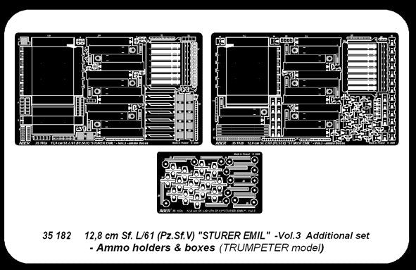 Aber 35182 German tank destroyer 12,8 cm Sf. L/61 (Pz.Sf.V) Sturer Emil- vol. 3 - additional set - ammo holders and boxes 1/35 – immagine 5