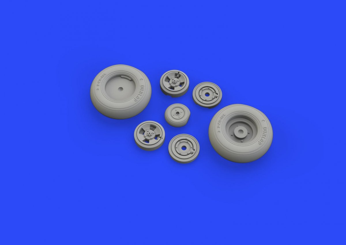 Eduard 632129 Spitfire Mk. IX wheels 4 spoke w/ smooth tire TAMIYA 1/32 – immagine 3