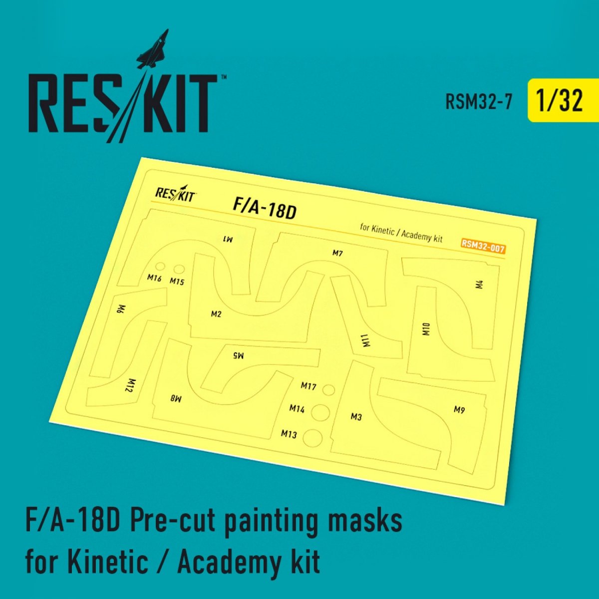 RESKIT RSM32-0007 F/A-18D "HORNET" PRE-CUT PAINTING MASKS FOR KINETIC / ACADEMY KIT 1/32