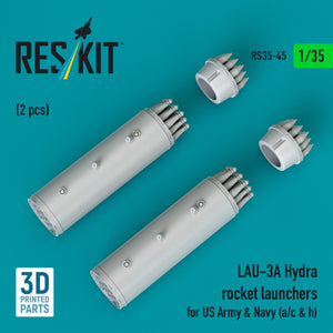 RESKIT RS35-0045 LAU-3A Hydra rocket launchers for US Army &amp; Navy (a/c &amp; h) (2pcs) (3D Printed) 1/35
