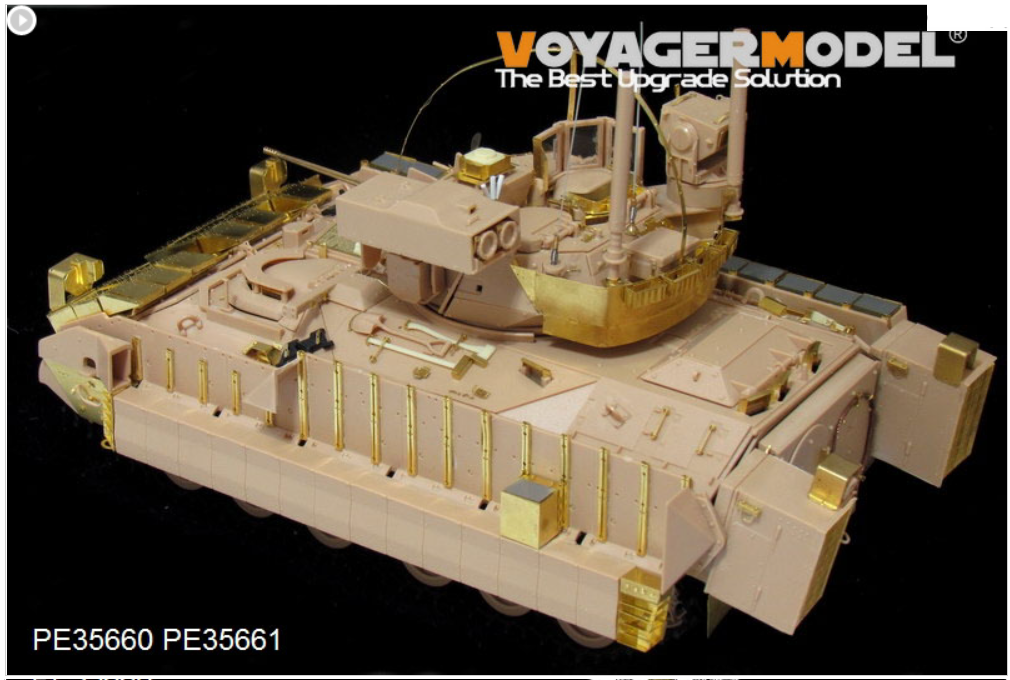 Maquette Voyager PE35660 M2A3 BRADLEY de l'armée américaine moderne avec système BUSK III IFV Basic (canon et lance-fumigènes inclus) (Pour MENG SS-004) 1/35 