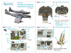 Quinta Studio QD48363 F-82F Twin Mustang 3D-Printed &amp;amp; coloured Interior on decal paper (Modelsvit) 1/48 – immagine 12