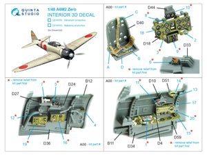 Quinta Studio QD48492 A6M2 Zero Mitsubishi Production 3D-Printed coloured Interior on decal paper (Eduard) 1/48 – imagen 2