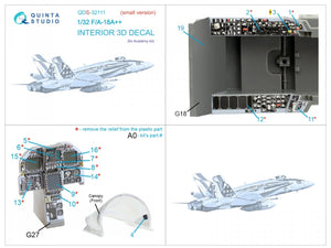 Quinta Studio QDS-32111 F/A-18A++ 3D-Printed &amp;amp; coloured Interior on decal paper (Academy) (Small version) 1/32 – Bild 5