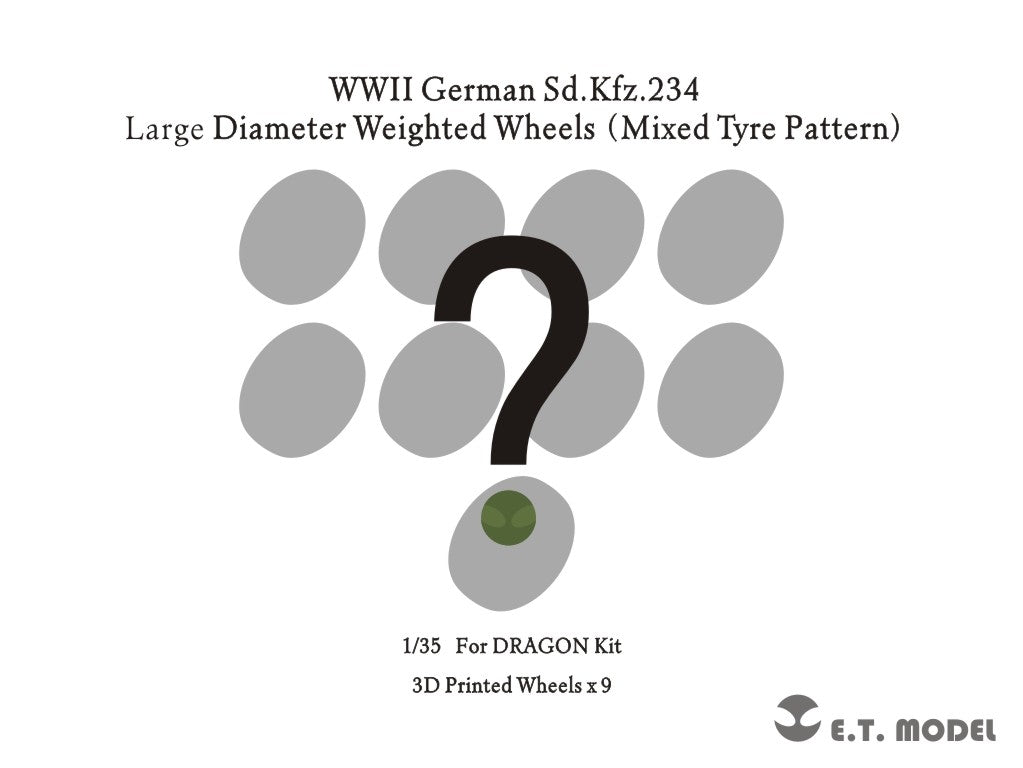 ET Model P35-110A Sd.Kfz.234 allemand de la Seconde Guerre mondiale, roues lestées de petit diamètre (schéma de pneus mixte), échelle 1/35