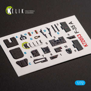 Décalcomanies 3D intérieures KELIK K72053 pour maquette Tamiya au 1/72