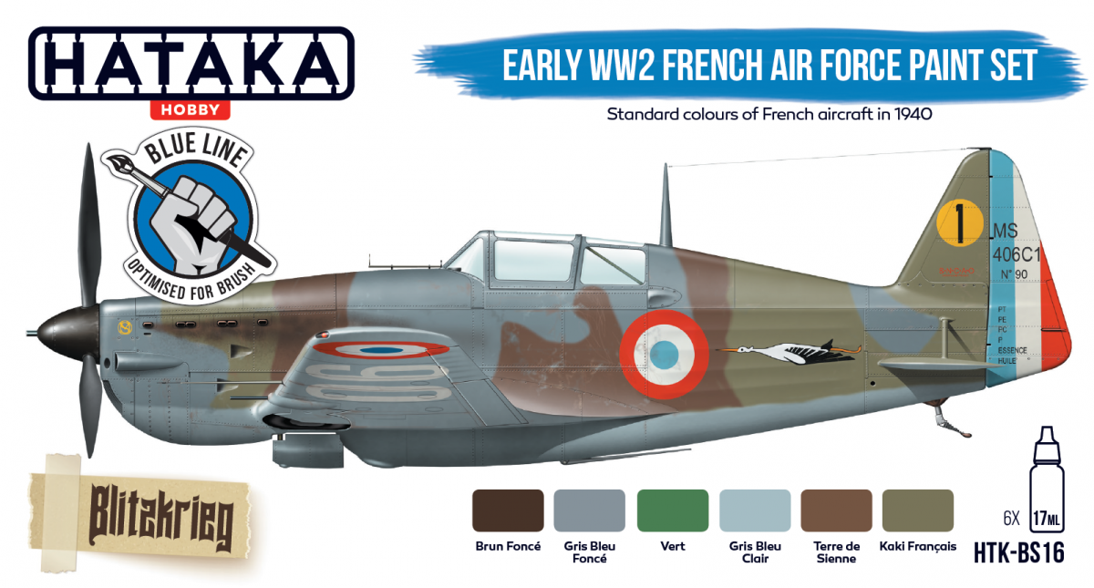 Hataka HTK-BS16 BLUE LINE – Coffret de peinture pour l&amp;#39;Armée de l&amp;#39;Air française du début de la Seconde Guerre mondiale (6 x 17 ml) – image 2