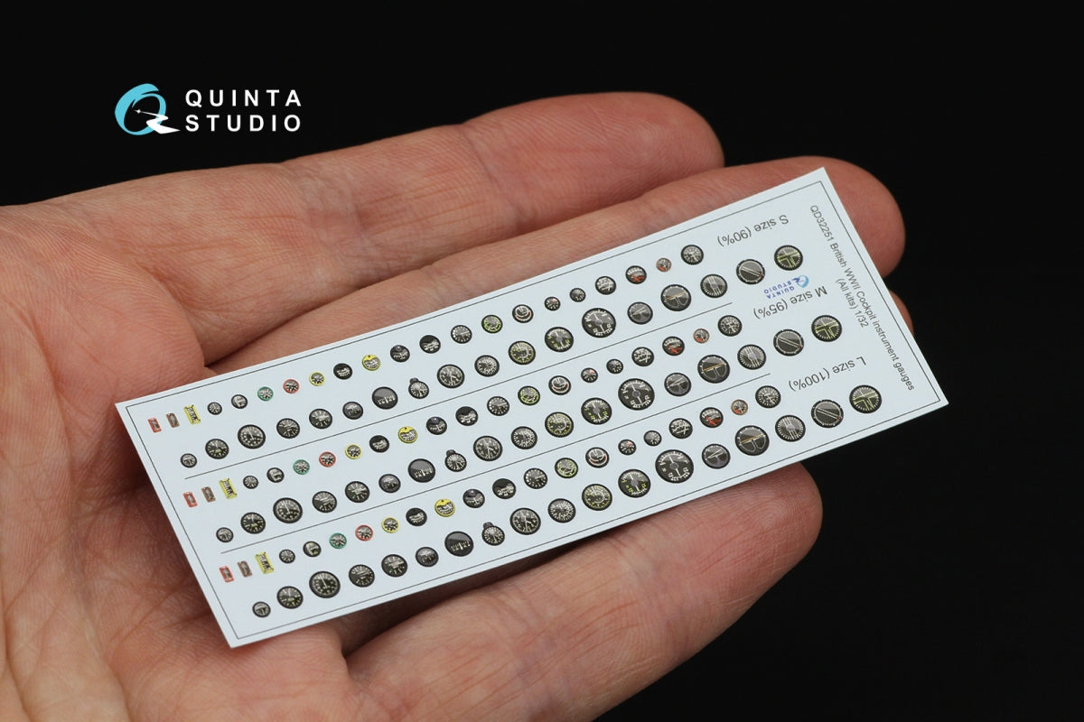 Quinta Studio QD32251 British WWII Cockpit instrument gauges 3D-Printed &amp;amp; coloured Interior on decal paper (All Kits) 1/32 – immagine 3