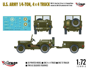 Mirage Hobby 720012 U.S. ARMY 1/4‑TON, 4×4 TRUCK 1/72 – immagine 3