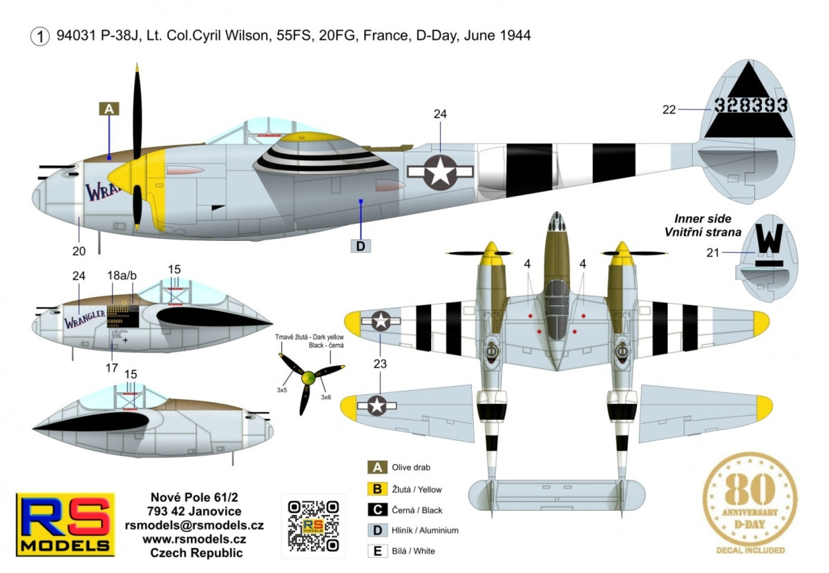 RS Models 94031 Lockheed P-38 J-15 - LO Wrangler (D-Day Edition) 1/72 – immagine 2