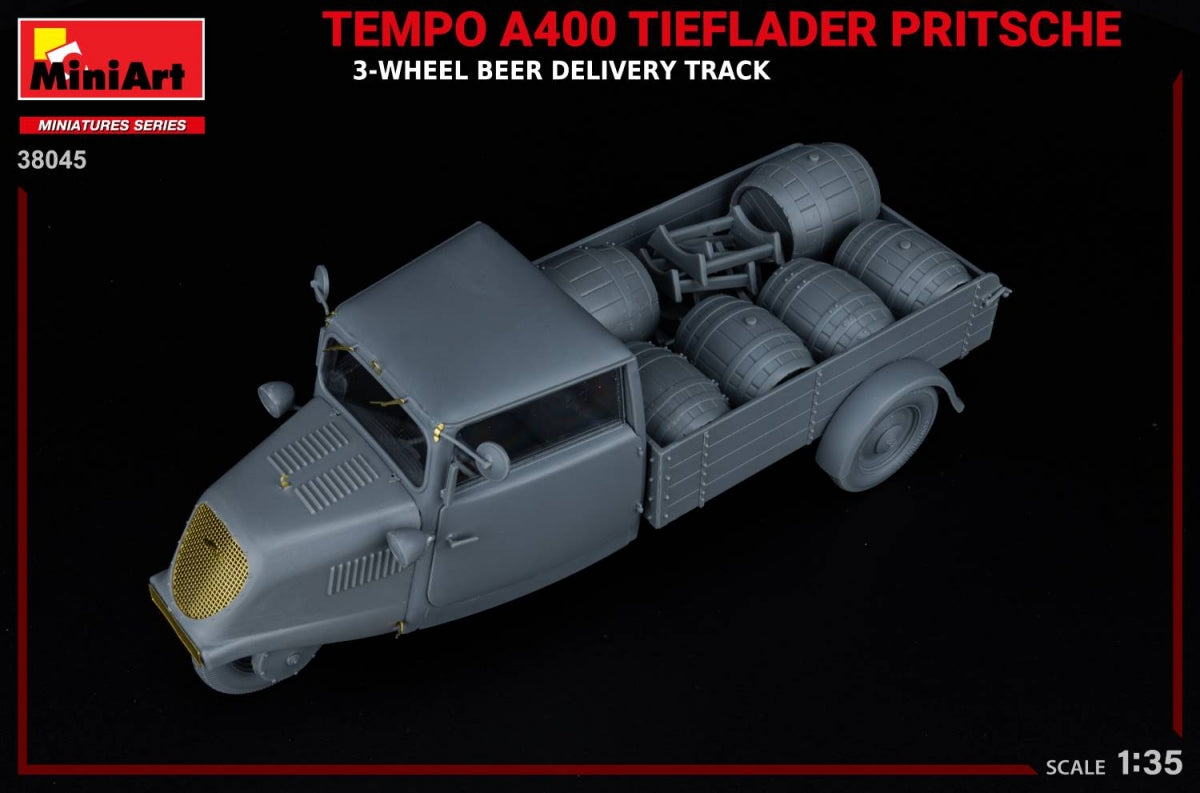 MiniArt 38045 TEMPO A400 TIEFLADER PRITSCHE 3-WHEEL BEER DELIVERY TRUCK 1/35 – immagine 16