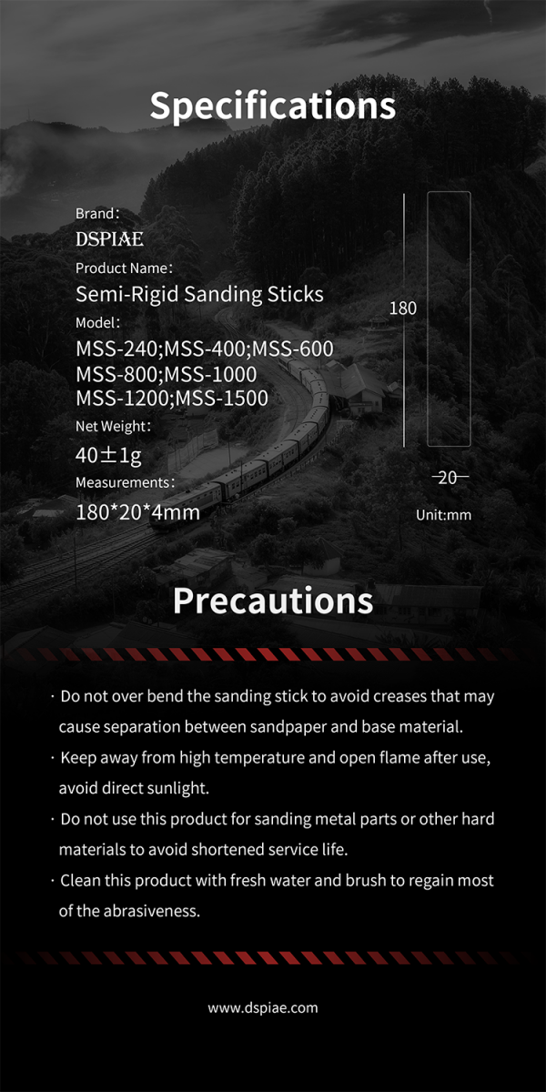 DSPIAE MSS-240 Semi-Rigid Sanding Sticks #240 x 3 PCS / pilnik elastyczny - ścierny – Bild 7