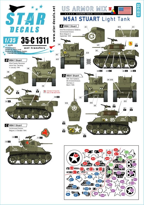 Star Decals 35-C1311 US Armored Mix #4 1/35