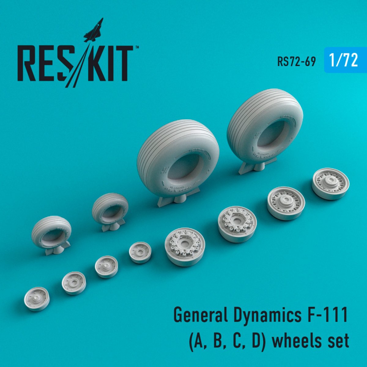 RESKIT RS72-0069 F-111 (A,B,C,D) JEU DE ROUES (LESTÉ) 1/72
