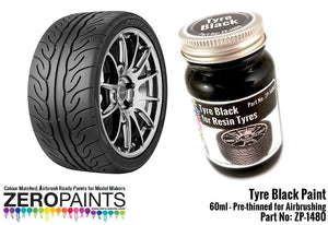 Peinture noire pour pneus Zero Paints ZP-1480, 60 ml