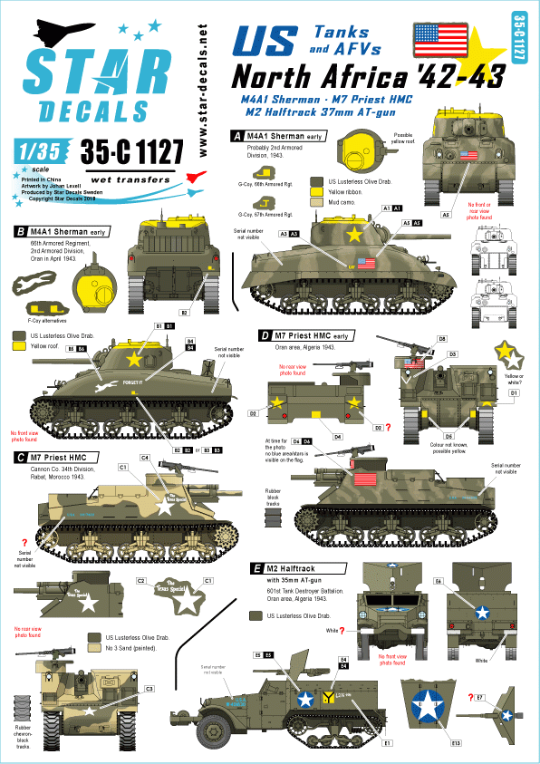 Star Decals 35-C1127 US tanks &amp;amp; AFVs in North Africa 1942-43 1/35