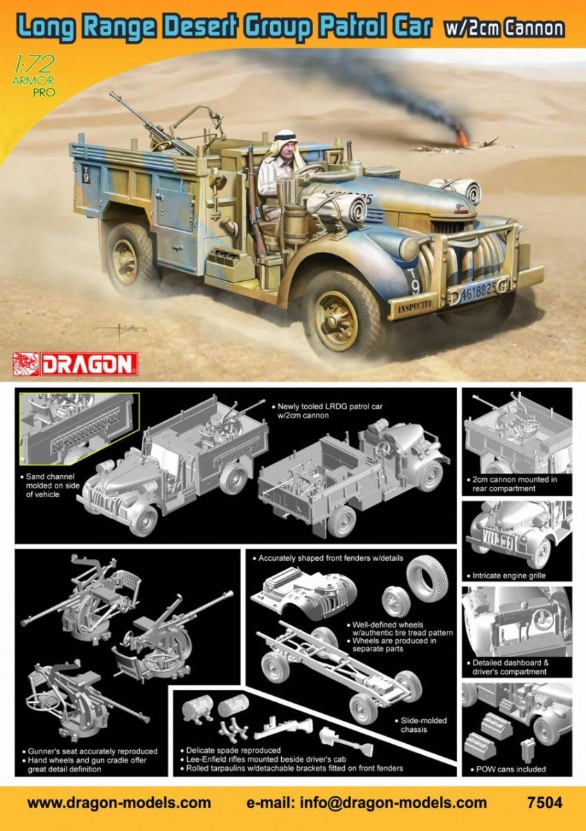 Dragon 7504 Long Range Desert Group Patrol Car with 2cm Cannon 1/72 – zdjęcie 2