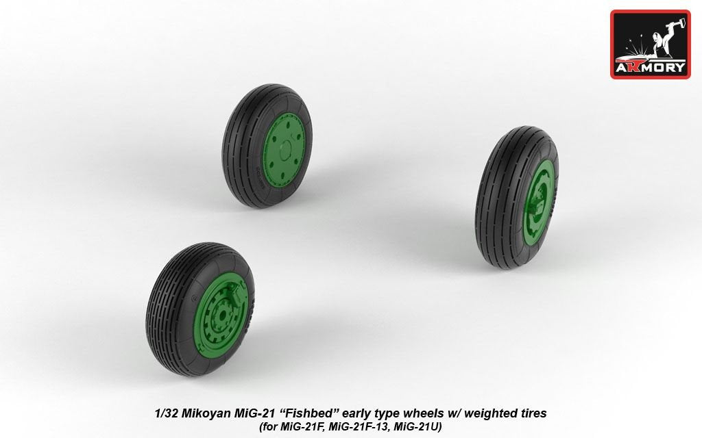 Armory Models AW32009 Mikoyan MiG-21 Fishbed wheels w/ weighted tires, early 1/32 – immagine 3