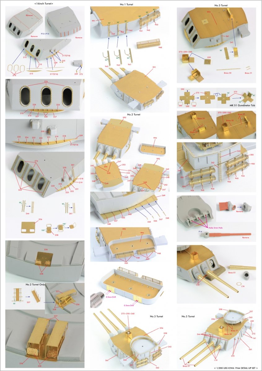 Pontos 23004F1 USS BB-61 Iowa 1944 Detail Up Set (Teak tone stained wooden deck) 1/200 – zdjęcie 33