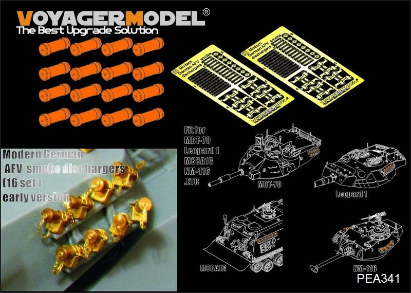 Lance-fumigènes Voyager Model PEA341 pour véhicules blindés allemands modernes (16 jeux), version initiale (GP), échelle 1/35