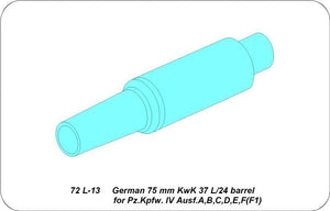 Aber 72L-13 Canon 75mm KwK 37 L/24 pour Panzer IV Ausf.A,B,C,D,E,F1 / Canon Allemand 75mm KwK 37 L/24 pour Pz.Kpfw. IV. Ausf. A,B,C,D,E,F(F1) 1/72 – image 3