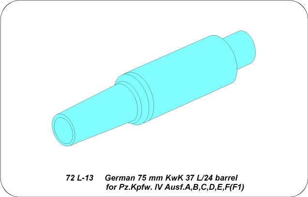 Aber 72L-13 Canon 75mm KwK 37 L/24 pour Panzer IV Ausf.A,B,C,D,E,F1 / Canon Allemand 75mm KwK 37 L/24 pour Pz.Kpfw. IV. Ausf. A,B,C,D,E,F(F1) 1/72 – image 3