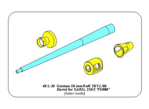 Aber 48L-34 German 50mm KwK39/1 L/60 Barrel for Sd.Kfz.234/2 &amp;amp; PUMA 1/48