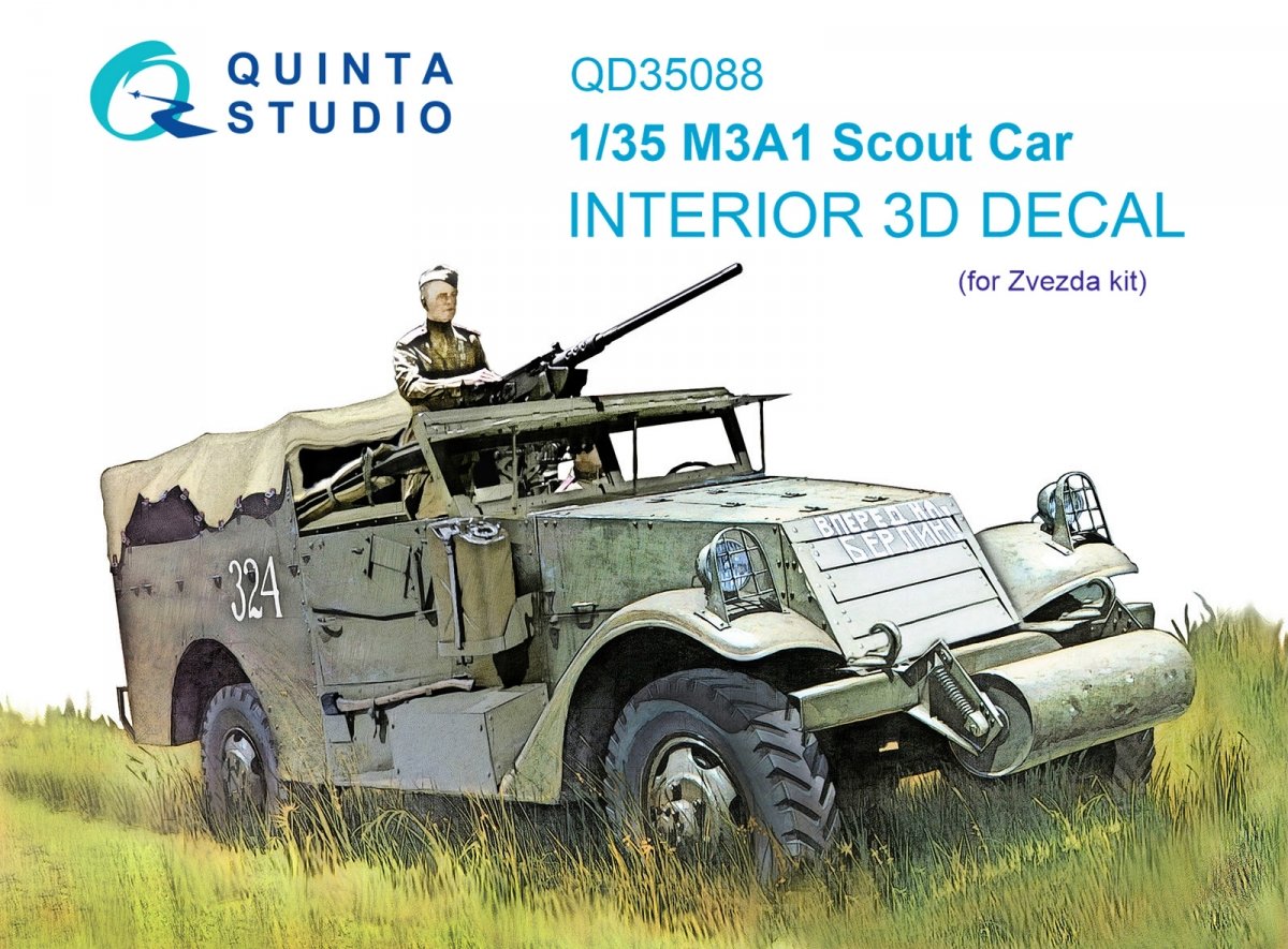 Quinta Studio QD35088 M3A1 Scout 3D-Printed &amp;amp; coloured Interior on decal paper (Zvezda) 1/35
