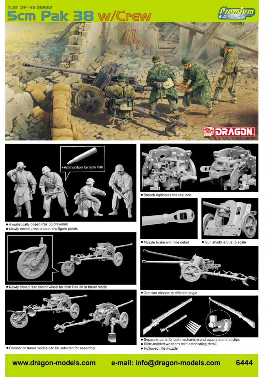 Dragon 6444 5cm Pak 38 w/crew 1/35 – imagen 2