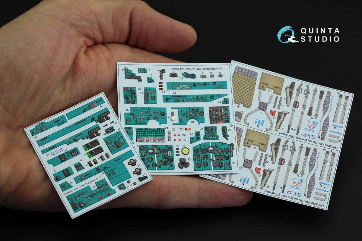 Quinta Studio QD32121 MiG-21UM 3D-Printed &amp;amp; coloured Interior on decal paper (Trumpeter) 1/32 – immagine 12
