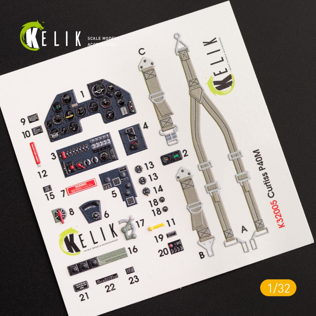 KELIK K32005 P-40M INTERIOR 3D DECALS FOR TRUMPETER KIT 1/32 – immagine 2