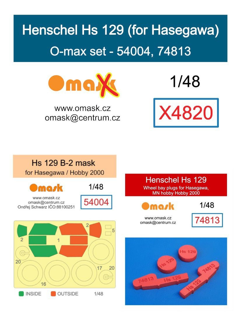 Kit Omask X4820 Henschel Hs 129 O-max pour Hasegawa 1/48