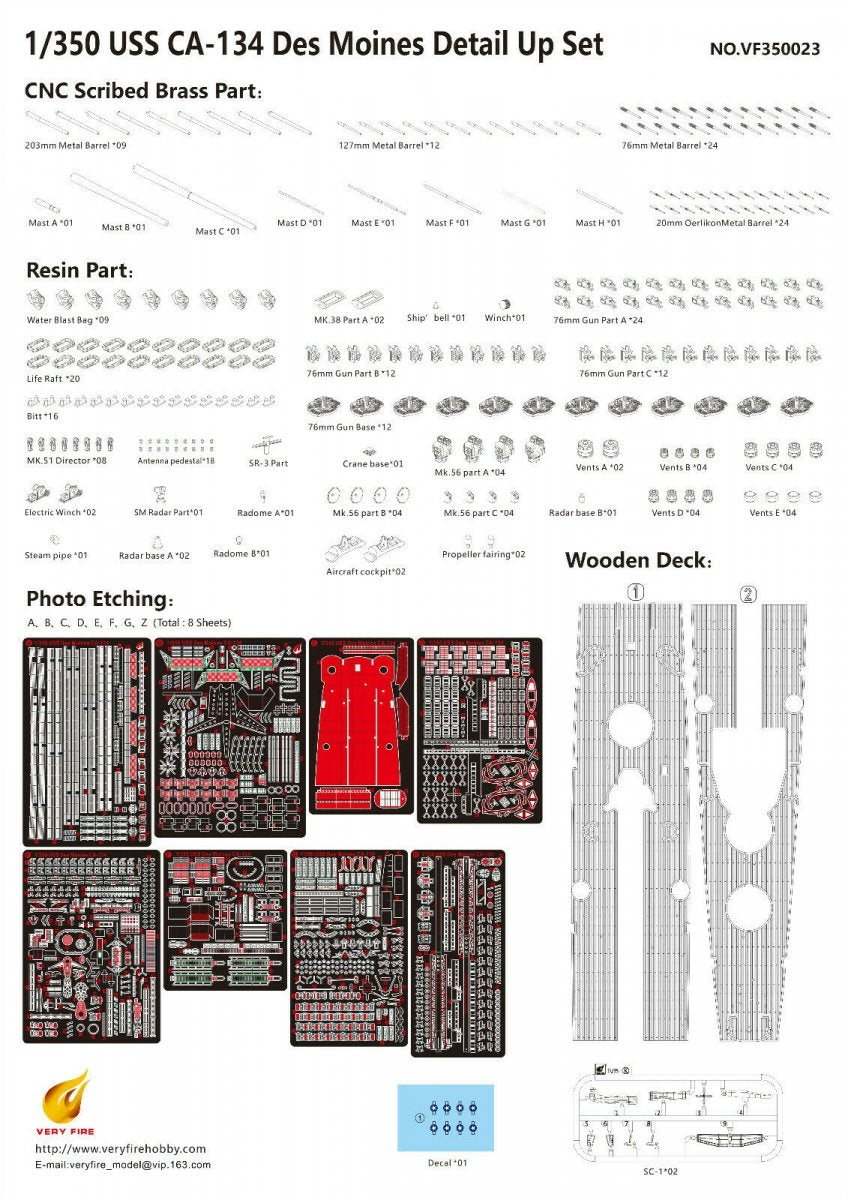 Very Fire VF350023 USS Des Moines CA-134 Super Detail Set 1/350 – immagine 2