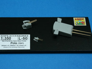 Aber 350L-50 Set of barrels 203mm x 8; 100mm x 16, 37mm x 8 for Italian Navy Pola class heavy crusies 1/350 – imagen 3
