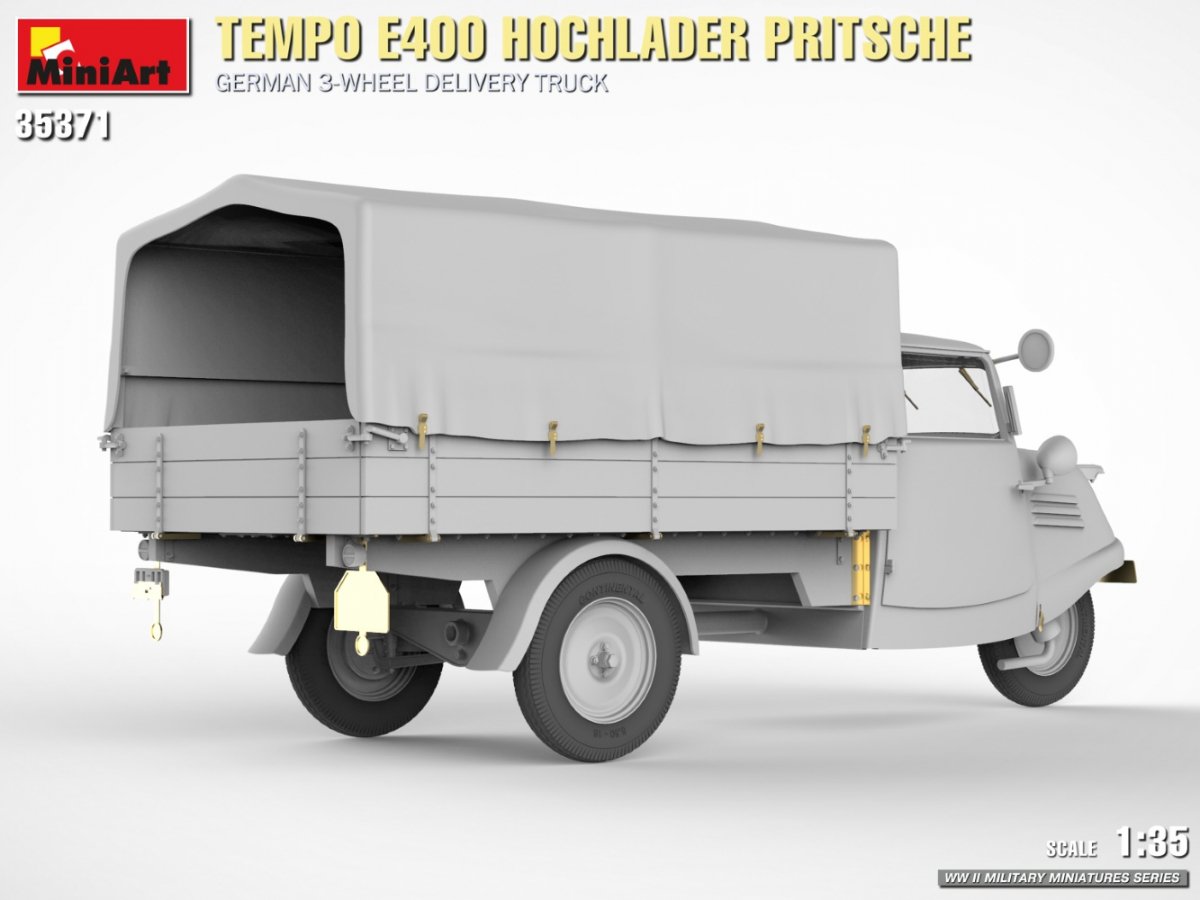 MiniArt 35371 Tempo E400 Hochlader Pritsche German 3-wheel delivery truck 1/35 – immagine 8