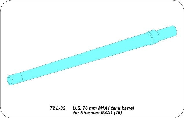 Aber 72L-32 Lufa 76mm do czołgu Sherman M4A1 (76) / U.S. 76 mm M1A1 tank barrel for Sherman M4A1 (76) 1/72 – Bild 6